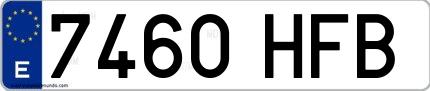 Ejemplo de matrícula española 7460 HFB