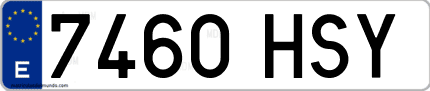 Ejemplo de matrícula de coche ordinaria 7460 HSY