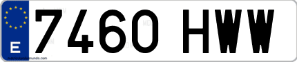 Ejemplo de matrícula de coche ordinaria 7460 HWW