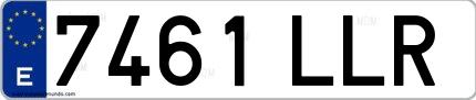 Ejemplo de matrícula española 7461 LLR