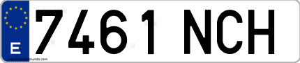Ejemplo de matrícula de coche ordinaria 7461 NCH