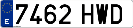 Ejemplo de matrícula de coche ordinaria 7462 HWD