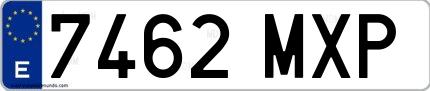 Ejemplo de matrícula española 7462 MXP