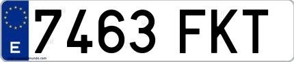 Ejemplo de matrícula española 7463 FKT