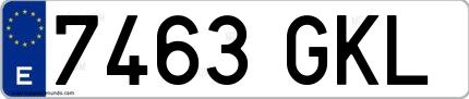 Ejemplo de matrícula española 7463 GKL