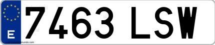 Ejemplo de matrícula española 7463 LSW