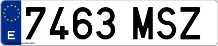 Ejemplo de matrícula española 7463 MSZ