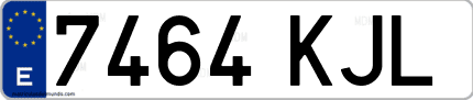 Ejemplo de matrícula de coche ordinaria 7464 KJL