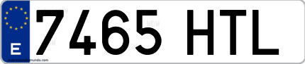 Ejemplo de matrícula de coche ordinaria 7465 HTL