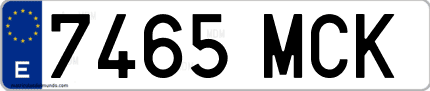 Ejemplo de matrícula de coche ordinaria 7465 MCK