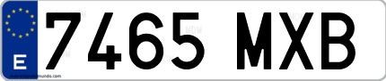 Ejemplo de matrícula de coche ordinaria 7465 MXB