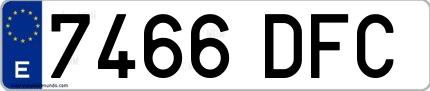 Ejemplo de matrícula española 7466 DFC
