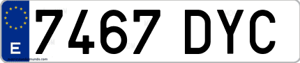 Ejemplo de matrícula de coche ordinaria 7467 DYC