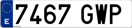 Ejemplo de matrícula de coche ordinaria 7467 GWP