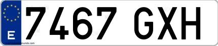Ejemplo de matrícula española 7467 GXH