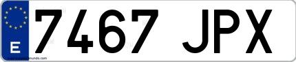 Ejemplo de matrícula española 7467 JPX
