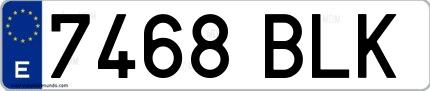 Ejemplo de matrícula española 7468 BLK