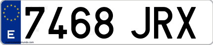 Ejemplo de matrícula de coche ordinaria 7468 JRX
