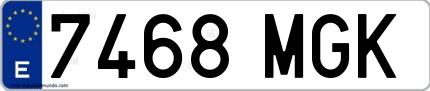 Ejemplo de matrícula española 7468 MGK