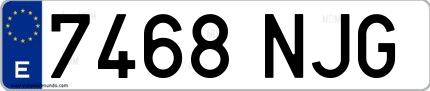 Ejemplo de matrícula española 7468 NJG