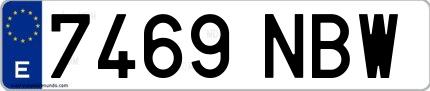 Ejemplo de matrícula española 7469 NBW