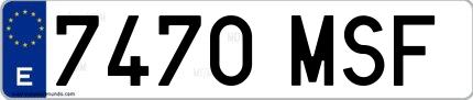 Ejemplo de matrícula española 7470 MSF