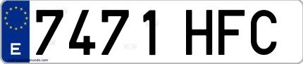 Ejemplo de matrícula española 7471 HFC