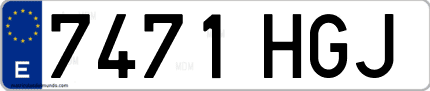 Ejemplo de matrícula de coche ordinaria 7471 HGJ