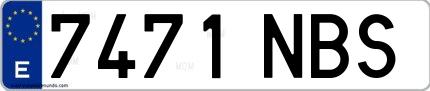 Ejemplo de matrícula española 7471 NBS