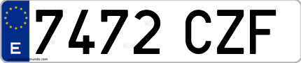 Ejemplo de matrícula de coche ordinaria 7472 CZF