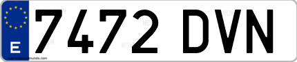 Ejemplo de matrícula de coche ordinaria 7472 DVN
