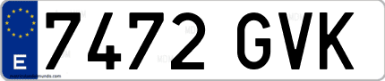 Ejemplo de matrícula de coche ordinaria 7472 GVK