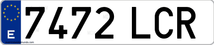 Ejemplo de matrícula de coche ordinaria 7472 LCR