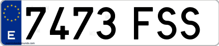 Ejemplo de matrícula de coche ordinaria 7473 FSS