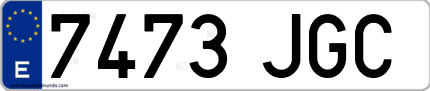 Ejemplo de matrícula de coche ordinaria 7473 JGC