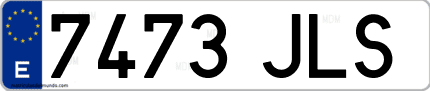 Ejemplo de matrícula de coche ordinaria 7473 JLS