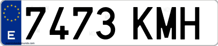 Ejemplo de matrícula de coche ordinaria 7473 KMH