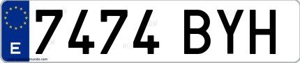 Ejemplo de matrícula española 7474 BYH