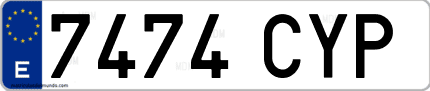 Ejemplo de matrícula de coche ordinaria 7474 CYP