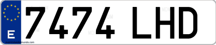 Ejemplo de matrícula de coche ordinaria 7474 LHD