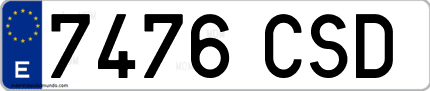 Ejemplo de matrícula de coche ordinaria 7476 CSD