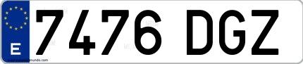Ejemplo de matrícula española 7476 DGZ
