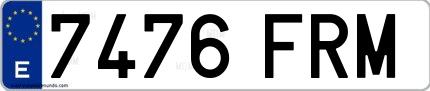 Ejemplo de matrícula española 7476 FRM