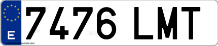 Ejemplo de matrícula de coche ordinaria 7476 LMT