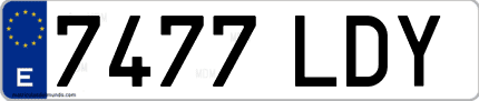 Ejemplo de matrícula de coche ordinaria 7477 LDY