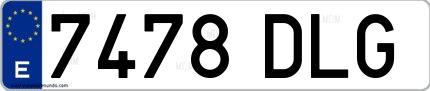 Ejemplo de matrícula española 7478 DLG