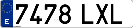 Ejemplo de matrícula de coche ordinaria 7478 LXL