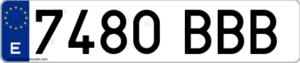 Ejemplo de matrícula de coche ordinaria 7480 BBB