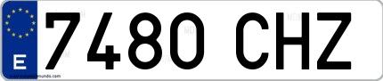 Ejemplo de matrícula española 7480 CHZ