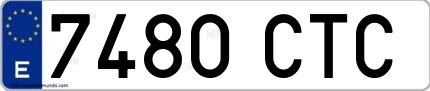 Ejemplo de matrícula española 7480 CTC